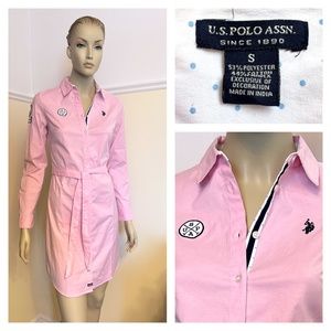 U.S POLO ASSN. pink shirt dress